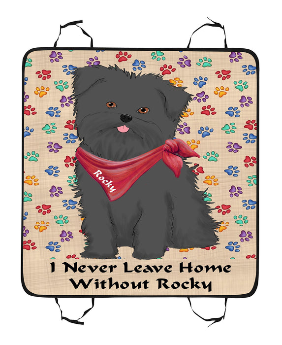 Personalized I Never Leave Home Paw Print Affenpinscher Dogs Pet Back Car Seat Cover