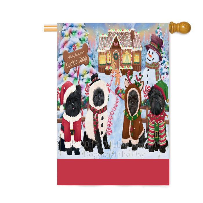 Personalized Holiday Gingerbread Cookie Shop Affenpinscher Dogs Custom House Flag FLG-DOTD-A59219