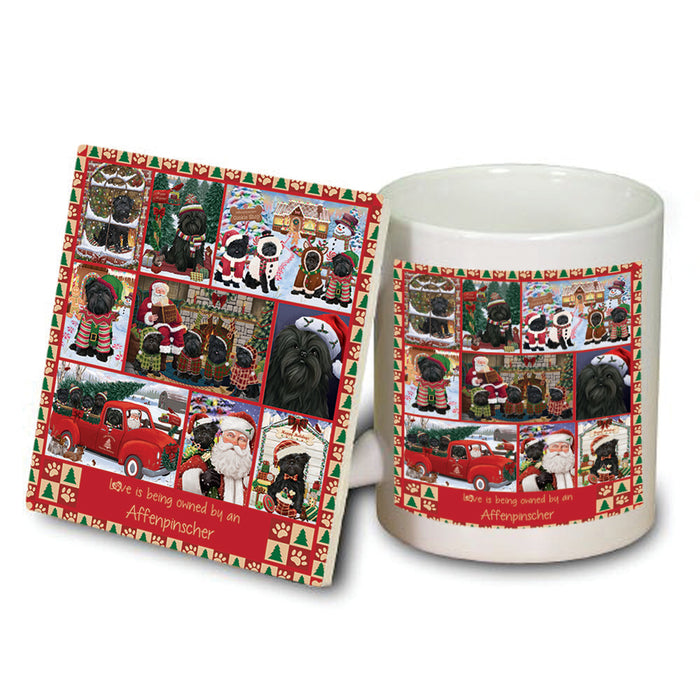 Love is Being Owned Christmas Affenpinscher Dogs Mug and Coaster Set MUC57176