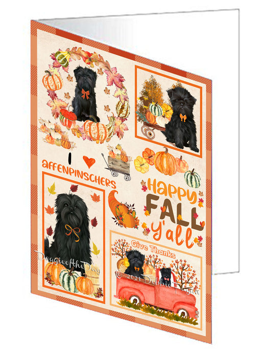 Happy Fall Y'all Pumpkin Affenpinscher Dogs Handmade Artwork Assorted Pets Greeting Cards and Note Cards with Envelopes for All Occasions and Holiday Seasons GCD76865