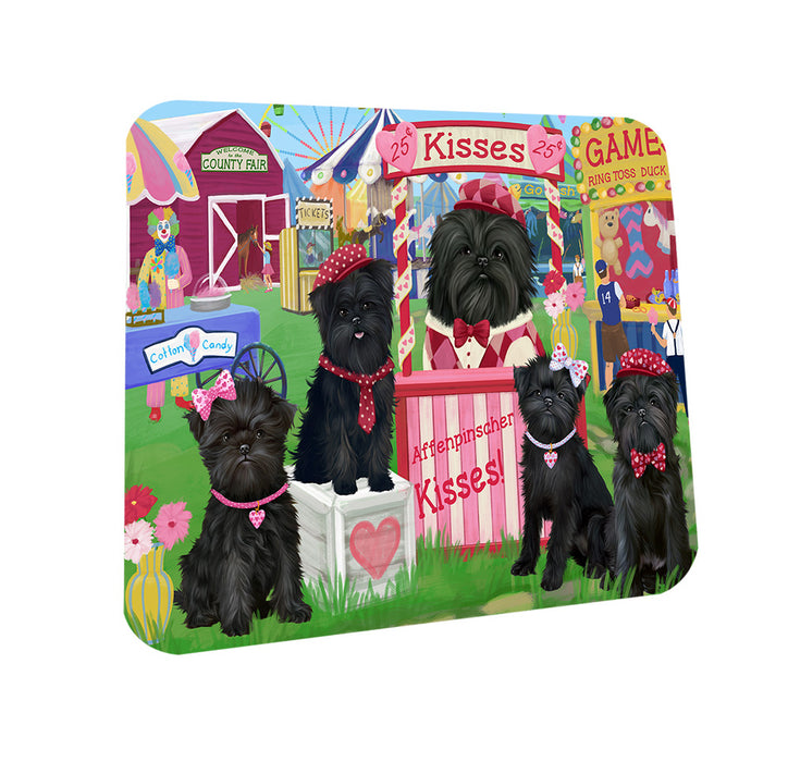 Carnival Kissing Booth Affenpinschers Dog Coasters Set of 4 CST55726