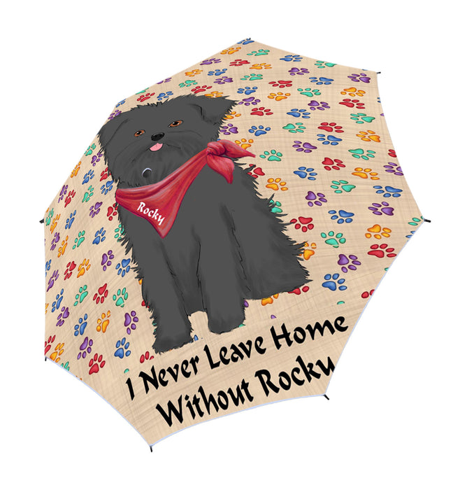 Custom Pet Name Personalized I never Leave Home Affenpinscher Dog Semi-Automatic Foldable Umbrella