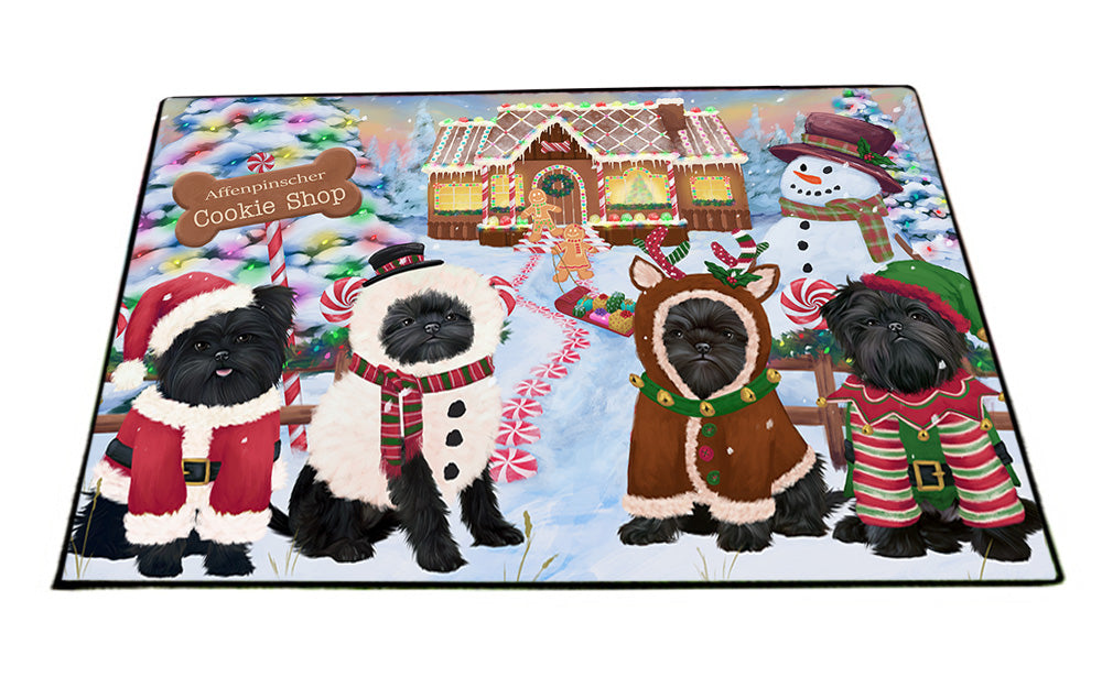 Holiday Gingerbread Cookie Shop Affenpinschers Dog Floormat FLMS53091