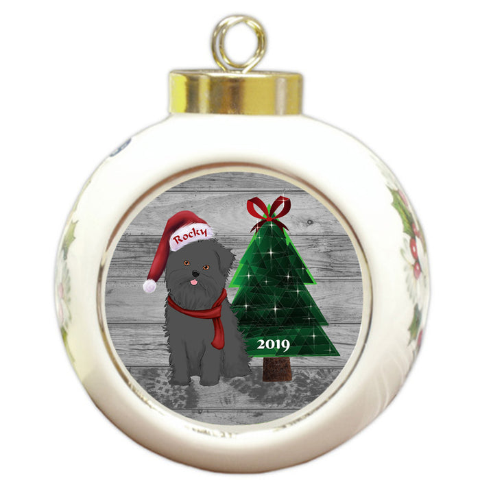 Custom Personalized Affenpinscher Dog Glassy Classy Christmas Round Ball Ornament