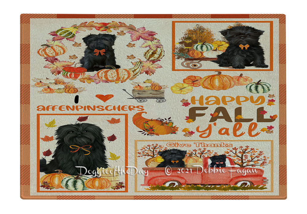 Happy Fall Y'all Pumpkin Affenpinscher Dogs Cutting Board - Easy Grip Non-Slip Dishwasher Safe Chopping Board Vegetables C79741