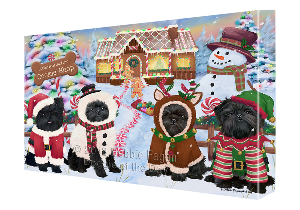 Holiday Gingerbread Cookie Shop Affenpinschers Dog Canvas Print Wall Art Décor CVS127025