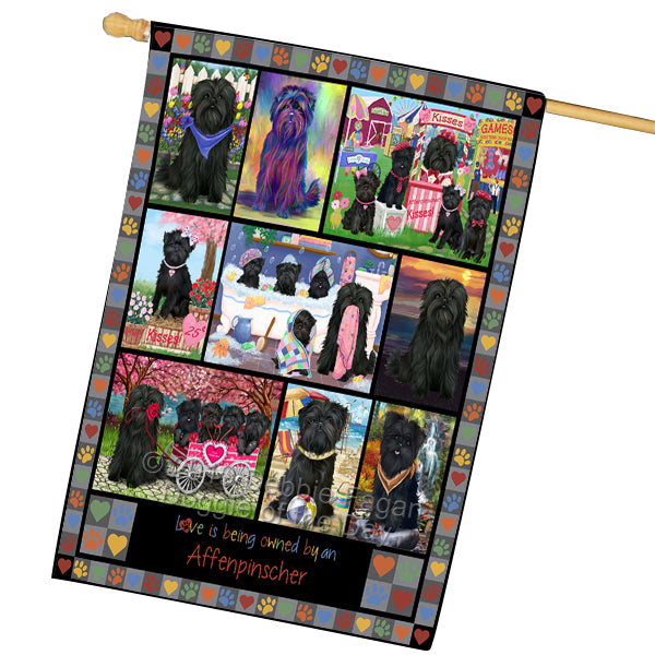 Love is Being Owned Affenpinscher Dog Grey House Flag FLG65409