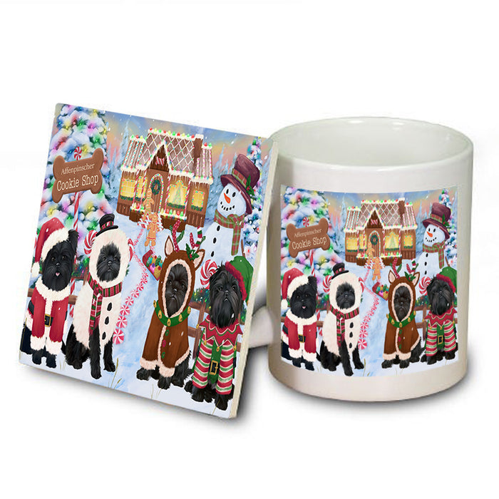 Holiday Gingerbread Cookie Shop Affenpinschers Dog Mug and Coaster Set MUC56081