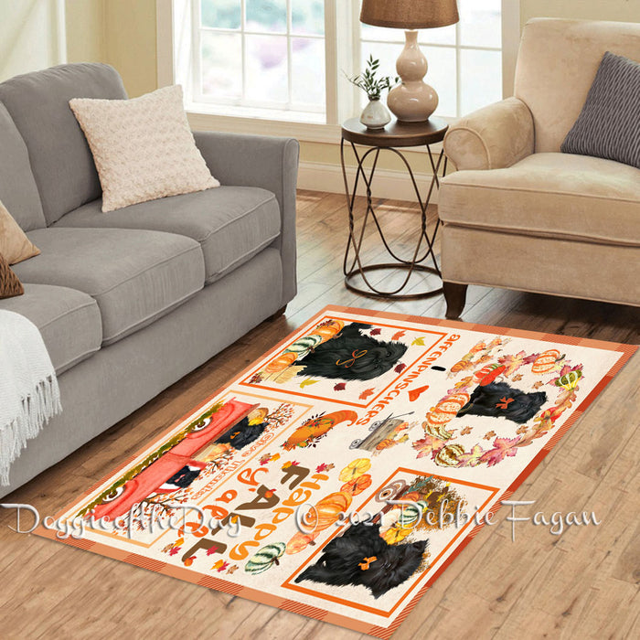Happy Fall Y'all Pumpkin Affenpinscher Dogs Polyester Living Room Carpet Area Rug ARUG66516
