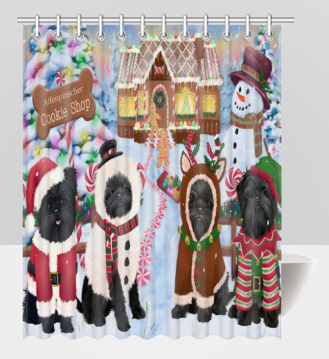 Holiday Gingerbread Cookie Affenpinscher Dogs Shower Curtain