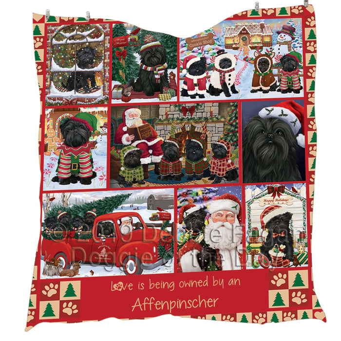 Love is Being Owned Christmas Affenpinscher Dogs Quilt