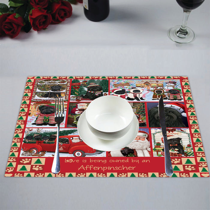 Love is Being Owned Christmas Affenpinscher Dogs Placemat