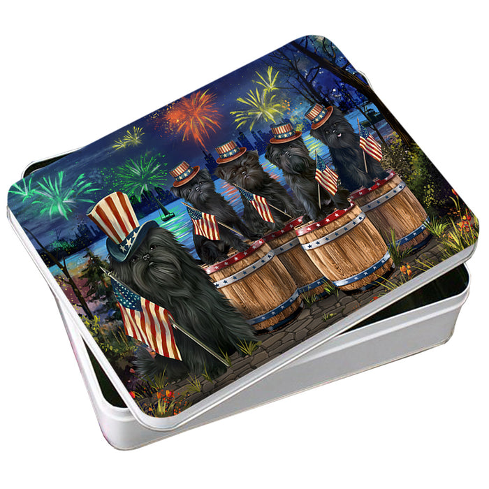 4th of July Independence Day Fireworks Affenpinschers at the Lake Photo Storage Tin PITN51002
