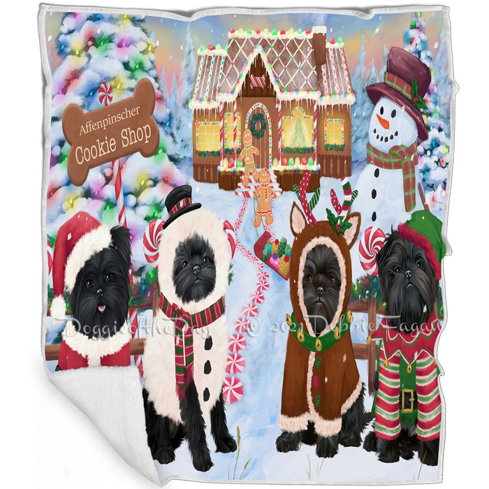 Holiday Gingerbread Cookie Shop Affenpinschers Dog Blanket BLNKT124221