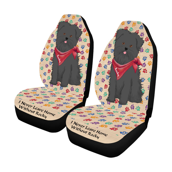 Personalized I Never Leave Home Paw Print Affenpinscher Dogs Pet Front Car Seat Cover (Set of 2)