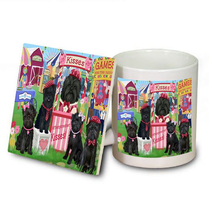 Carnival Kissing Booth Affenpinschers Dog Mug and Coaster Set MUC55760