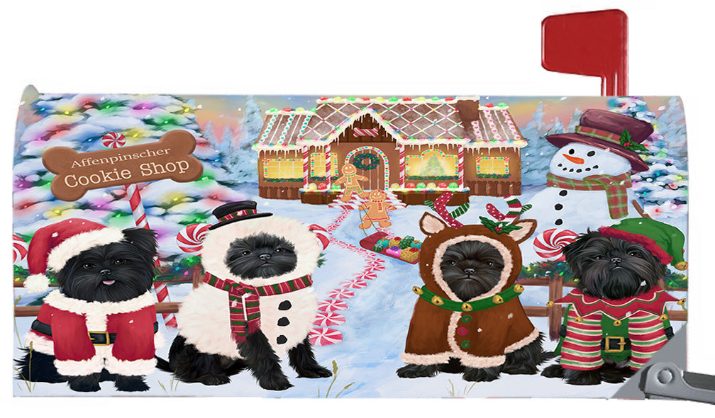 Christmas Holiday Gingerbread Cookie Shop Affenpinscher Dogs 6.5 x 19 Inches Magnetic Mailbox Cover Post Box Cover Wraps Garden Yard Décor MBC48950
