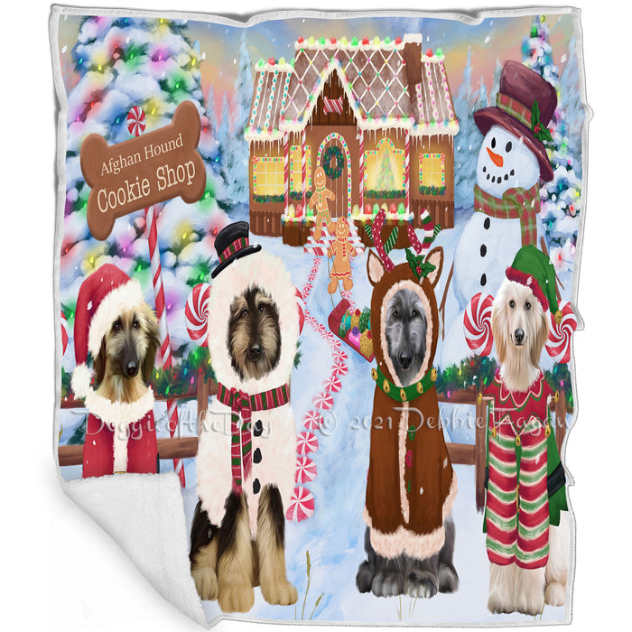 Holiday Gingerbread Cookie Shop Afghan Hounds Dog Blanket BLNKT124230