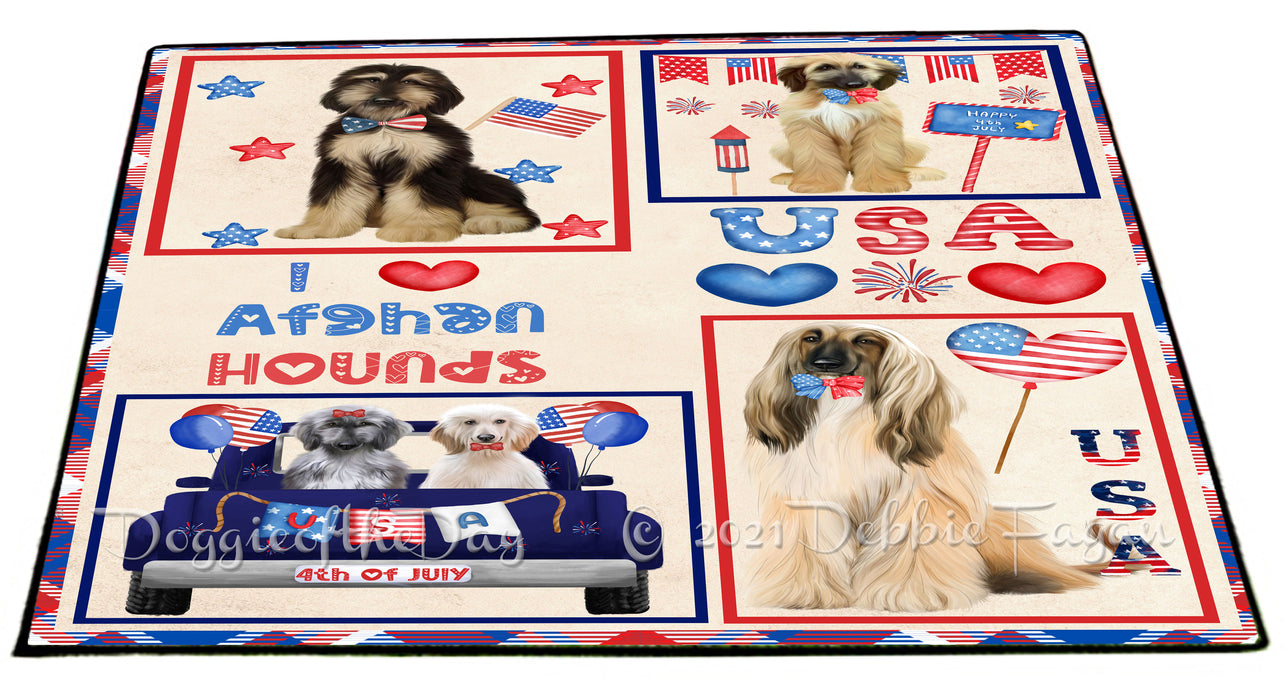 4th of July Independence Day I Love USA Afghan Hound Dogs Floormat FLMS56068 Floormat FLMS56068