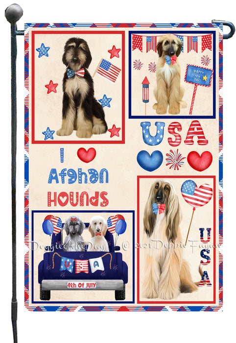 4th of July Independence Day I Love USA Afghan Hound Dogs Garden Flag GFLG66854