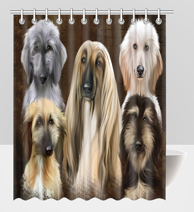 Rustic Afghan Hound Dogs Shower Curtain