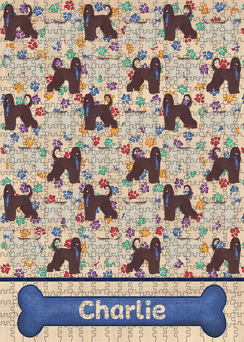 Rainbow Paw Print Afghan Hound Dogs Puzzle  PUZL97456
