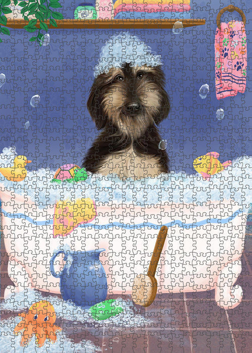 Rub A Dub Dog In A Tub Afghan Hound Dog Portrait Jigsaw Puzzle for Adults Animal Interlocking Puzzle Game Unique Gift for Dog Lover's with Metal Tin Box PZL191