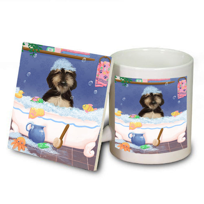 Rub A Dub Dog In A Tub Afghan Hound Dog Mug and Coaster Set MUC57271