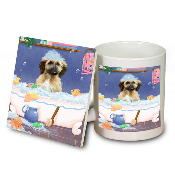 Rub A Dub Dog In A Tub Afghan Hound Dog Mug and Coaster Set MUC57272