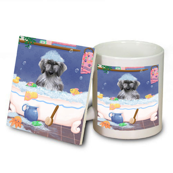 Rub A Dub Dog In A Tub Afghan Hound Dog Mug and Coaster Set MUC57273