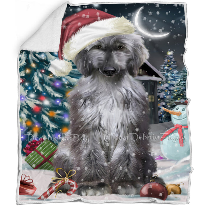 Have a Holly Jolly Christmas Afghan Hound Dog Blanket BLNKT143565