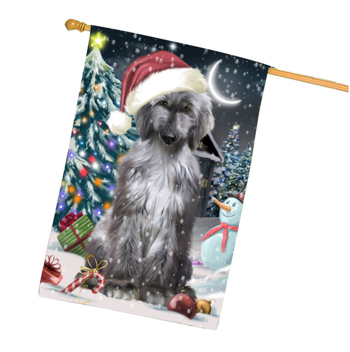 Have a Holly Jolly Christmas Afghan Hound Dog House Flag Outdoor Decorative Double Sided Pet Portrait Weather Resistant Premium Quality Animal Printed Home Decorative Flags 100% Polyester FLG67836