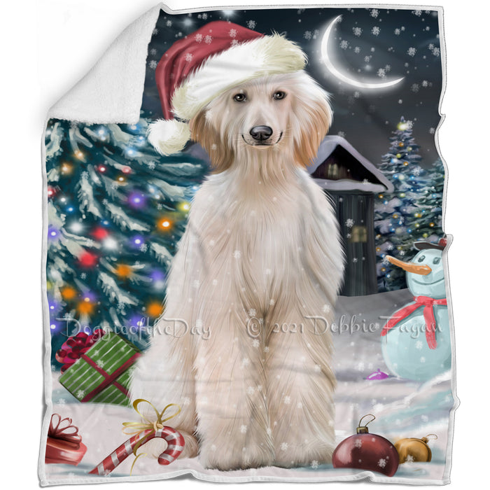 Have a Holly Jolly Christmas Afghan Hound Dog Blanket BLNKT143566
