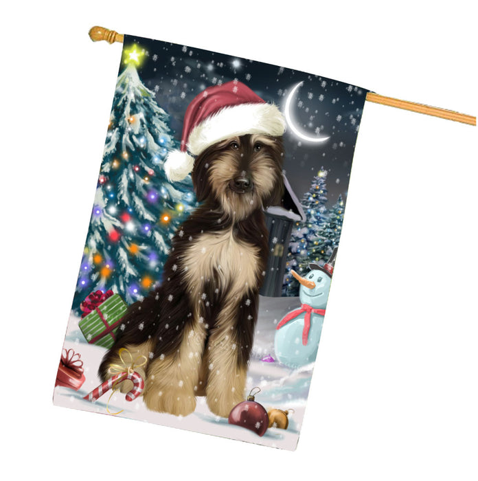 Have a Holly Jolly Christmas Afghan Hound Dog House Flag Outdoor Decorative Double Sided Pet Portrait Weather Resistant Premium Quality Animal Printed Home Decorative Flags 100% Polyester FLG67838
