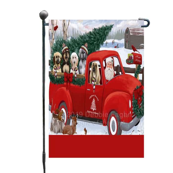 Personalized Christmas Santa Red Truck Express Delivery Afghan Hound Dogs Custom Garden Flags GFLG-DOTD-A57611