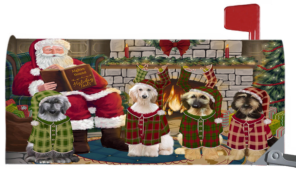 Christmas Cozy Holiday Fire Tails Afghan Hound Dogs 6.5 x 19 Inches Magnetic Mailbox Cover Post Box Cover Wraps Garden Yard Décor MBC48862