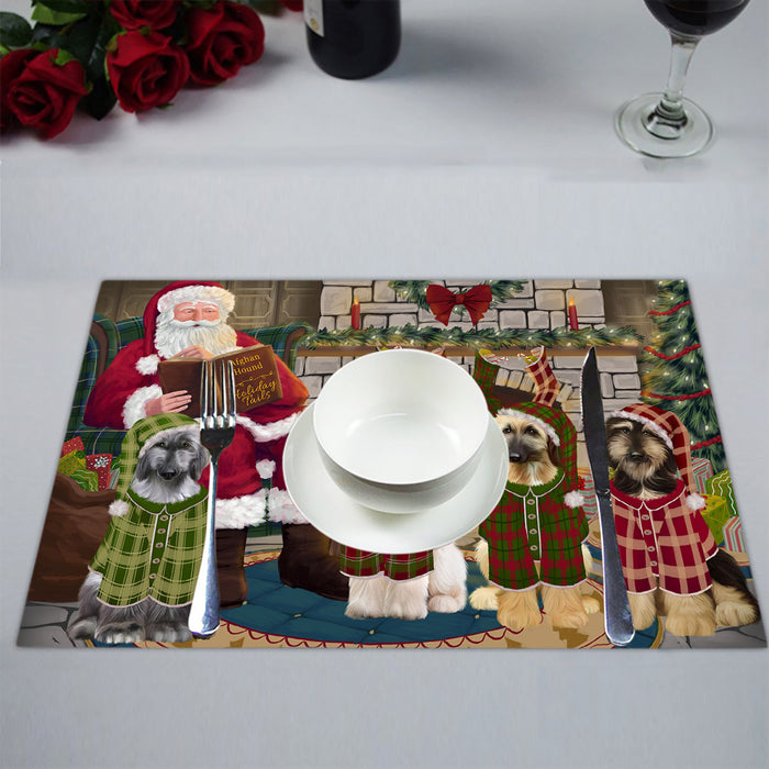 Christmas Cozy Holiday Fire Tails Afghan Hound Dogs Placemat