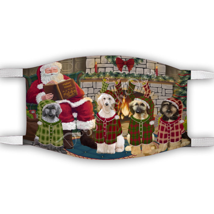Christmas Cozy Holiday Fire Tails Afghan Hound Dogs Face Mask FM48590