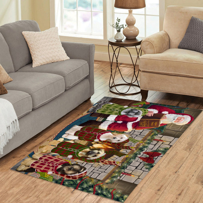 Christmas Cozy Holiday Fire Tails Afghan Hound Dogs Area Rug