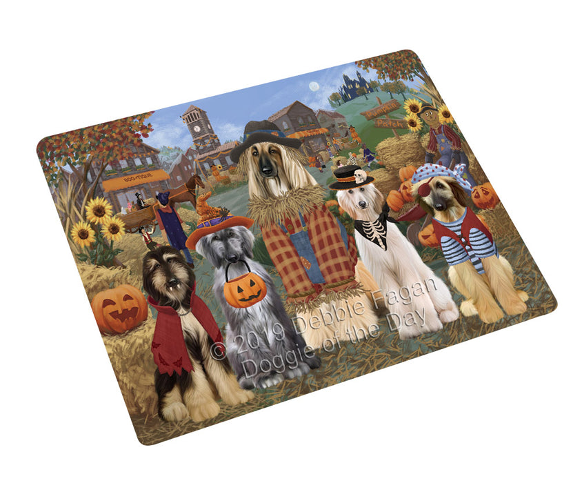 Halloween 'Round Town And Fall Pumpkin Scarecrow Both Afghan Hound Dogs Cutting Board C76999