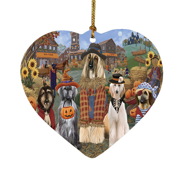 Halloween 'Round Town Afghan Hound Dogs Heart Christmas Ornament HPOR57456