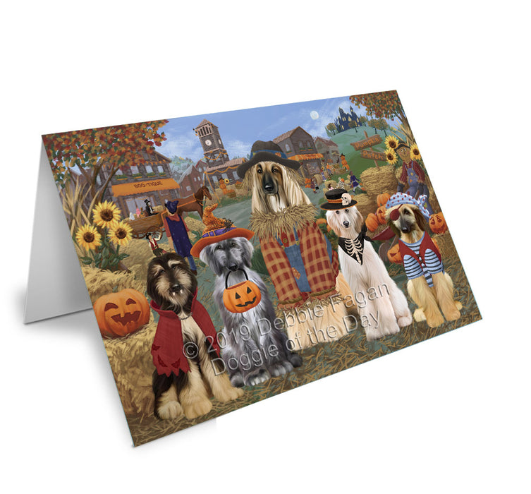 Halloween 'Round Town Afghan Hound Dogs Handmade Artwork Assorted Pets Greeting Cards and Note Cards with Envelopes for All Occasions and Holiday Seasons GCD77714