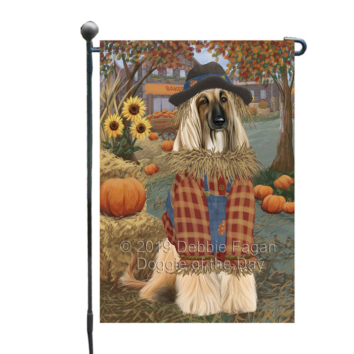 Halloween 'Round Town And Fall Pumpkin Scarecrow Both Afghan Hound Dogs Garden Flag GFLG65617