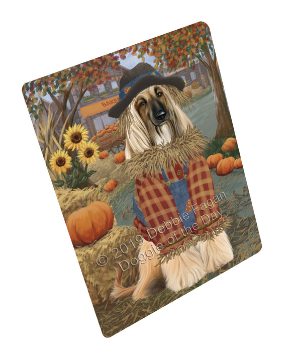 Halloween 'Round Town And Fall Pumpkin Scarecrow Both Afghan Hound Dogs Cutting Board C77182