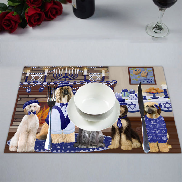 Happy Hanukkah Family Afghan Hound Dogs Placemat