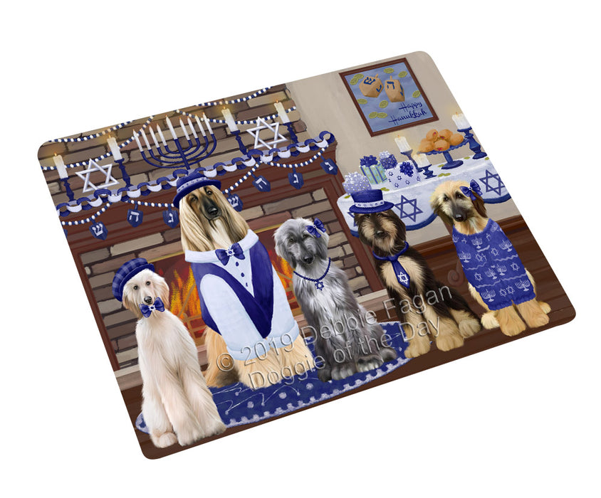 Happy Hanukkah Family and Happy Hanukkah Both Afghan Hound Dogs Magnet MAG77533 (Small 5.5" x 4.25")