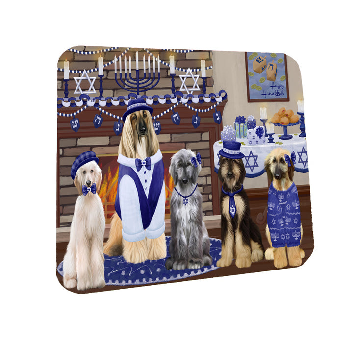 Happy Hanukkah Family Afghan Hound Dogs Coasters Set of 4 CSTA57534