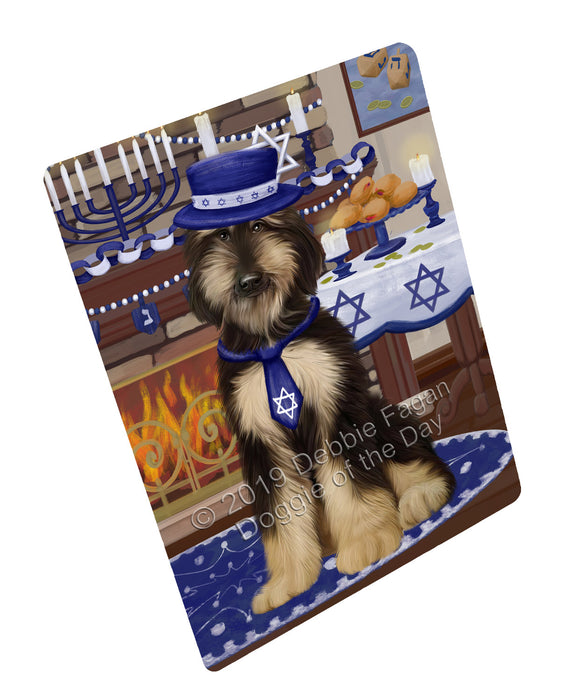 Happy Hanukkah Family and Happy Hanukkah Both Afghan Hound Dog Magnet MAG77365 (Small 5.5" x 4.25")