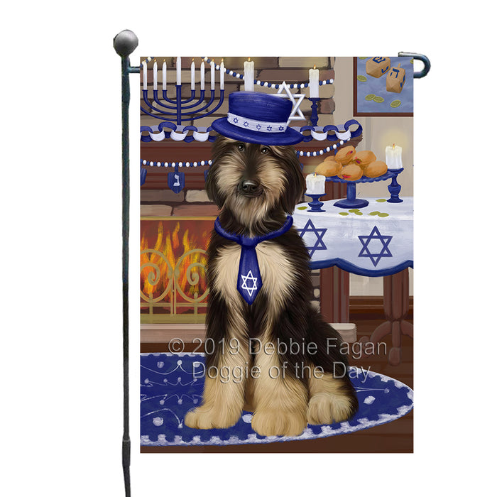 Happy Hanukkah Family and Happy Hanukkah Both Afghan Hound Dog Garden Flag GFLG65678