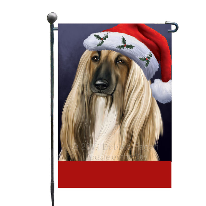 Personalized Christmas Holidays Afghan Hound Dog Wearing Santa Hat Portrait Head Custom Garden Flags GFLG-DOTD-A59787